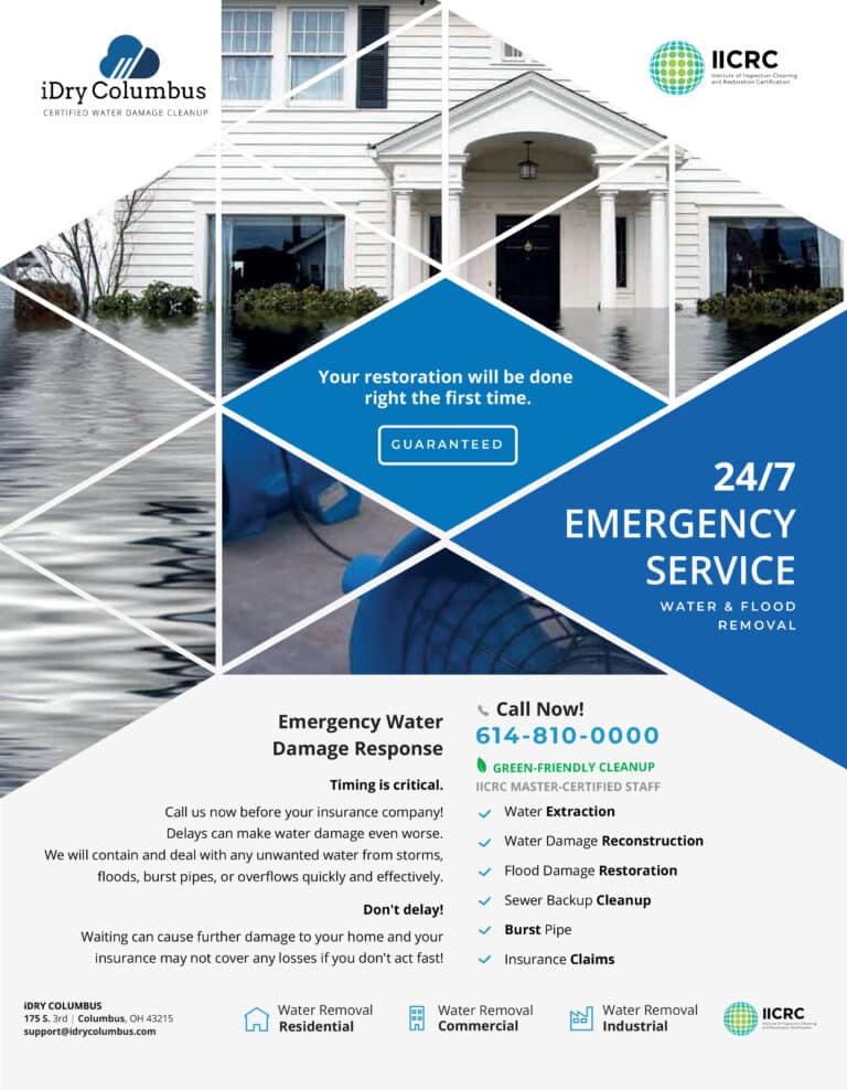 water damage restoration, restoration and cleaning services iDry Columbus