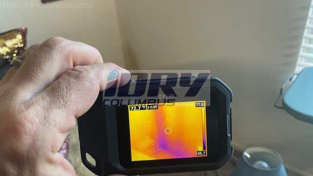 thermal camera - moisture inspection to determine if there is hidden water damage or mold behind drywall. - iDry Columbus