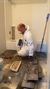 black water damage due to overflowing toilet, PPE - iDry Columbus