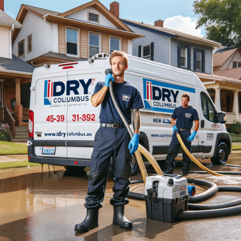 emergency restoration technicians from iDry Columbus working in New Albany, Ohio.