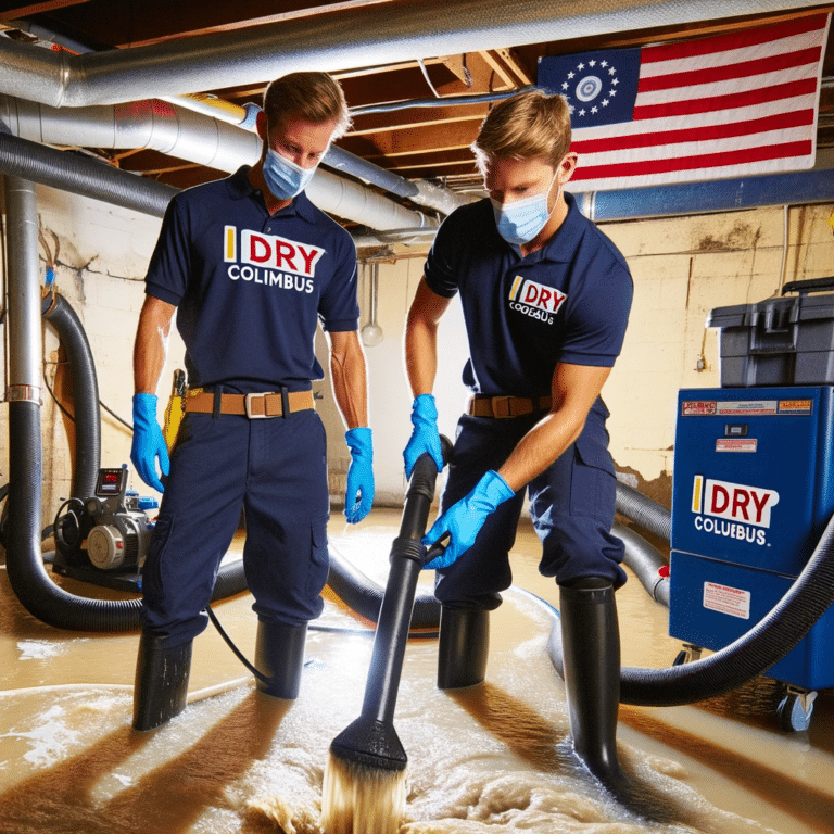 iDry Columbus sewage cleanup company cleaning up sewage in a commercial property in Columbus, Ohio