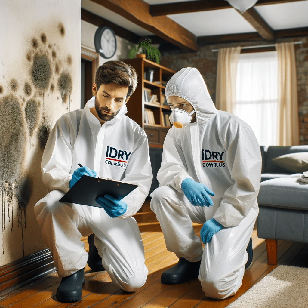 iDry Columbus technicians performing a mold inspection in a residential home in Columbus, Ohio.