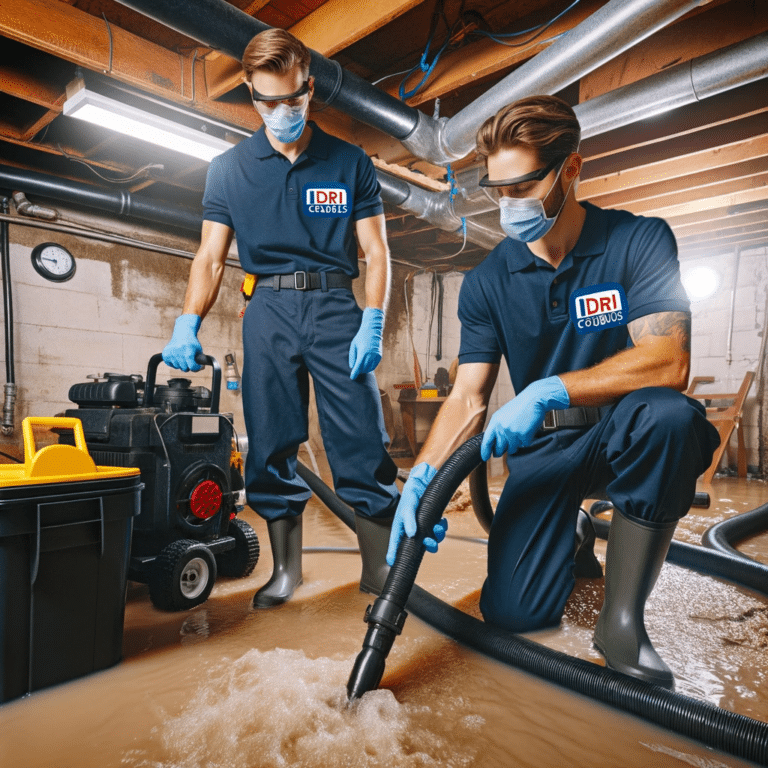 sewage backup cleanup in a residential basement by iDry Columbus